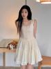 Dopamine Style Sleeveless Solid Color Patchwork Cake Dress for Women, Summer 2026