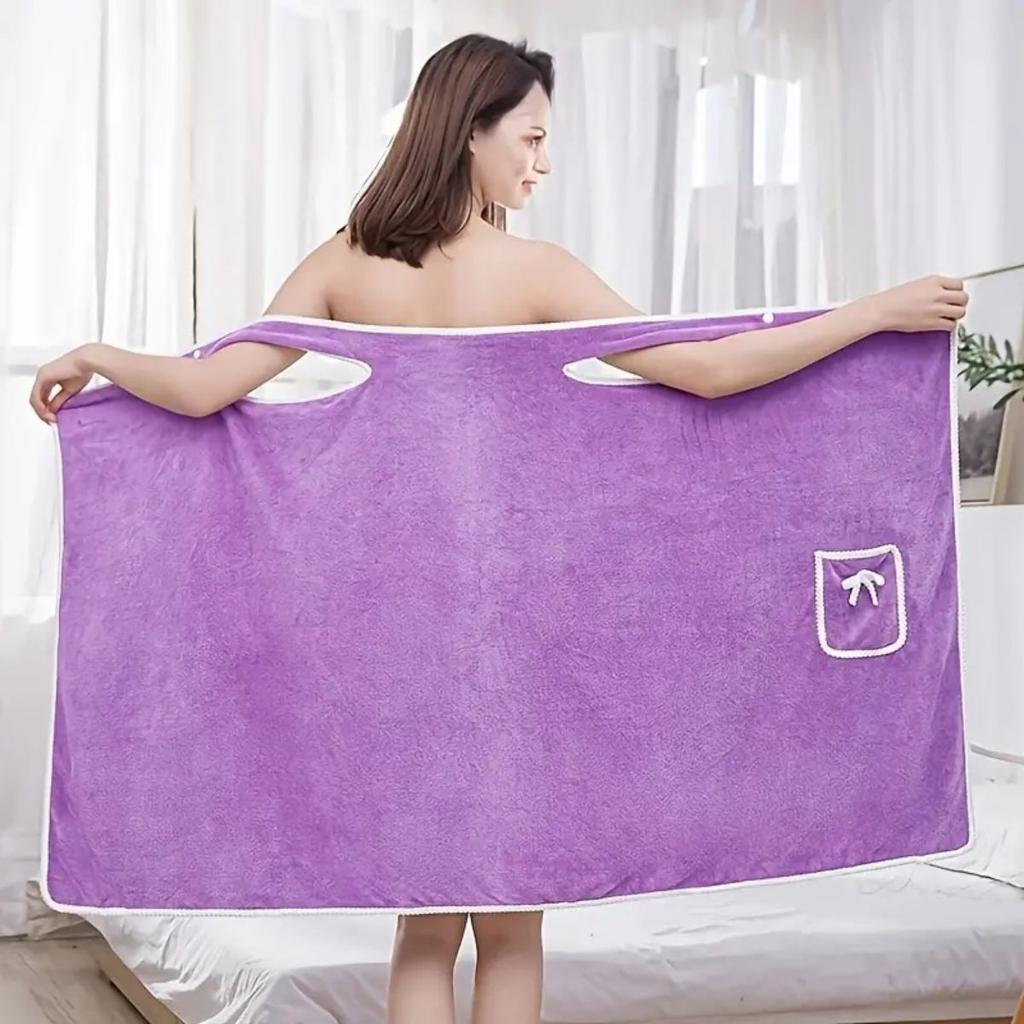 Plus Size Women's Wearable Shower Skirt,Women's Coral Fleece Wearable Bath Skirt Towel, Absorption Water Quick Drying Salon Spa Sauna Wrap Robe