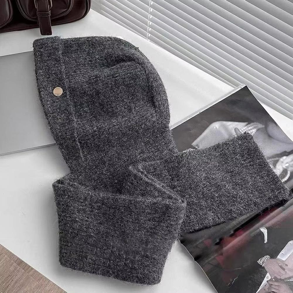 Winter New Women's Solid Color Knitt Hat Scarf One-piece Balaclava Hat,Thickened Warm and Cold Proof Suitable for Outdoor,skiing