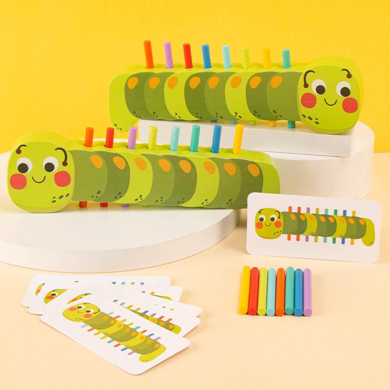 High-Standard Wooden First-Class Caterpillar Superior-Grade Color Top-Grade Matching First-Class Game First-Class Montessori First-Class