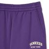 MLB New York Yankees Logo Fleece Elastic Waistband Cuffed Sweatpants Unisex Bottoms Purple 3APTV0236-50VOS