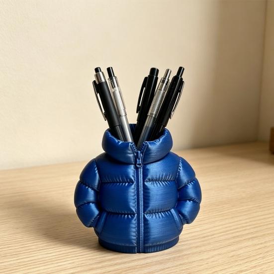 Yousheng Down Jacket Pen Holder, 3D Printed Funny Puffer Jacket Pencil Cup, Small Desk Organizer Storage Box for Home Office Desktop Decor