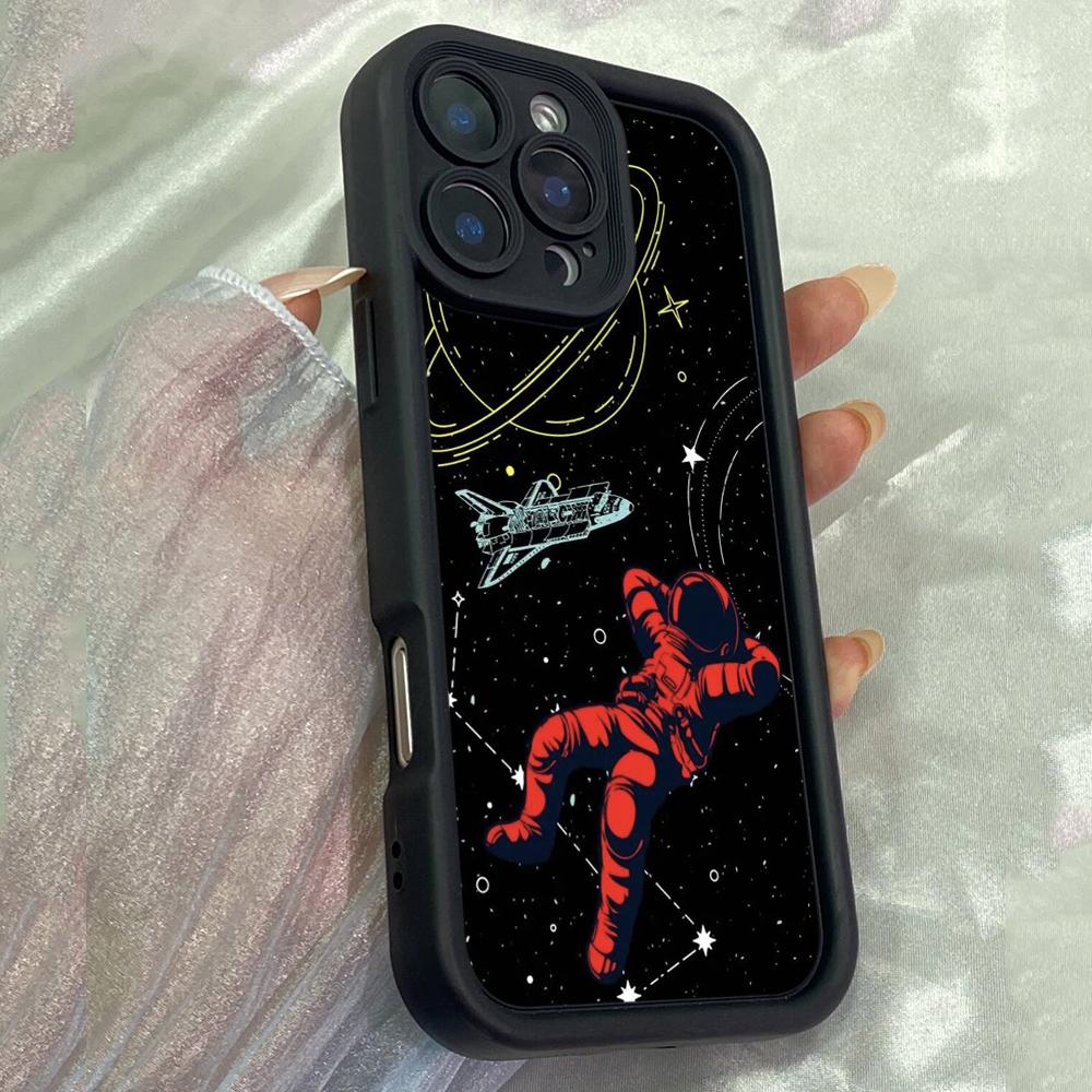 JT557 Винтажный красочный чехол с изображением космонавта для iPhone 17 16 15 Pro Max Samsung S26 S25 Ultra A17 A07 A56 A16 Xiaomi 15T Redmi 15c 14C for iPhone 5/5s