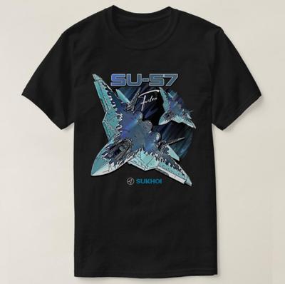 Sukhoi Su57 Stealth Multirole Fighter Aircraft TShirt Short Sleeve Casaul 100 Cotton T Shirt