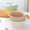 Simple Ceramic Binaural Soup Bowl Noodle Bowl Household Large-Capacity Instant Noodle Bowl With Lid Tableware Soup Basin Snail Powder Bowl