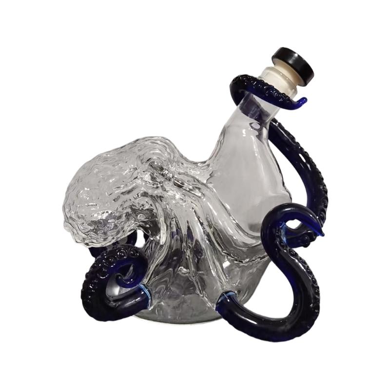 Creative Glass Octopuses Whiskeys Decanter Liquor Dispenser with Secure Suction Base For Home Club And Party Serving