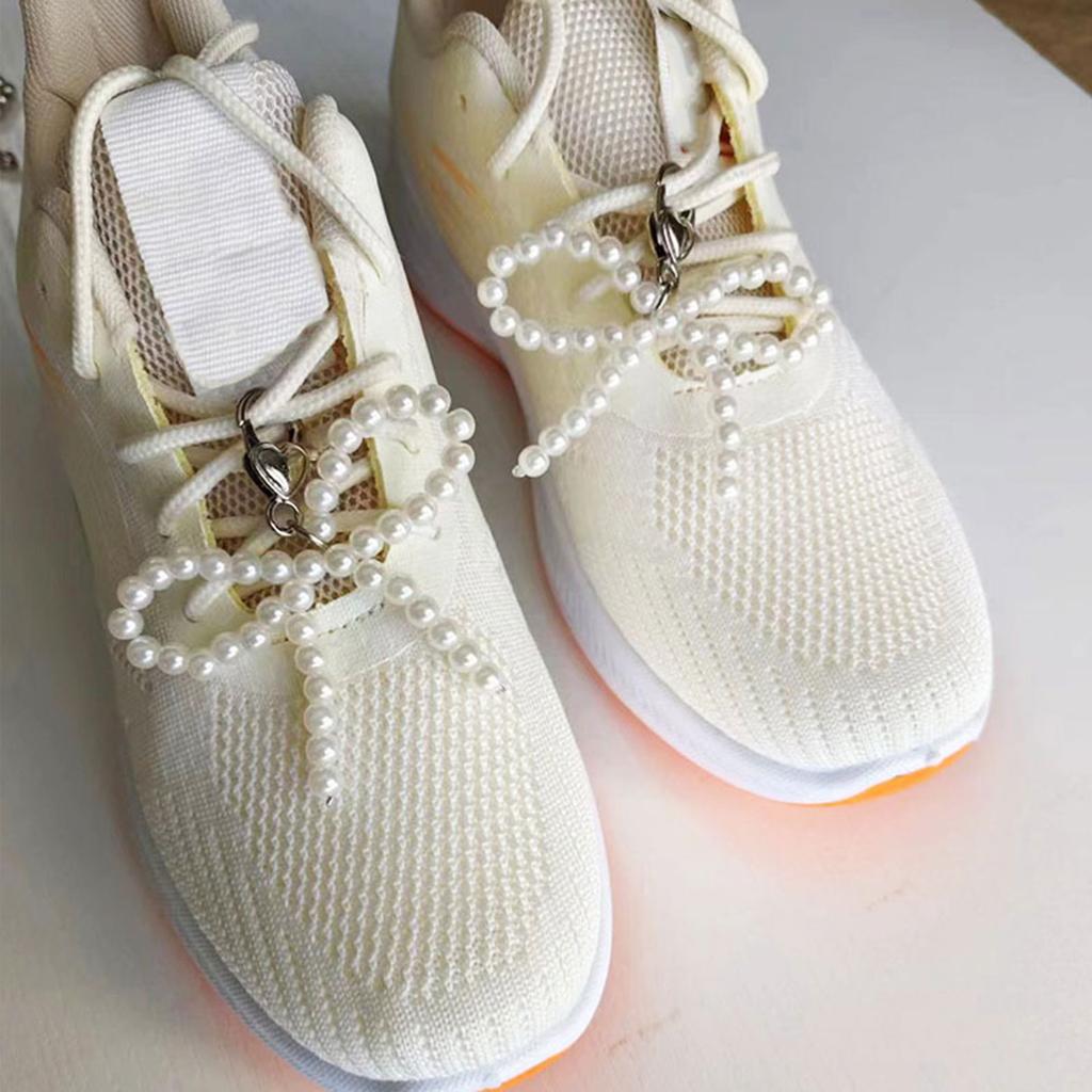 Sweet Pearls Beaded Bowknot Shoe Charm Lovely Shoe Decorations Shoelaces Charm Shoe Decorative Pendant Accessories