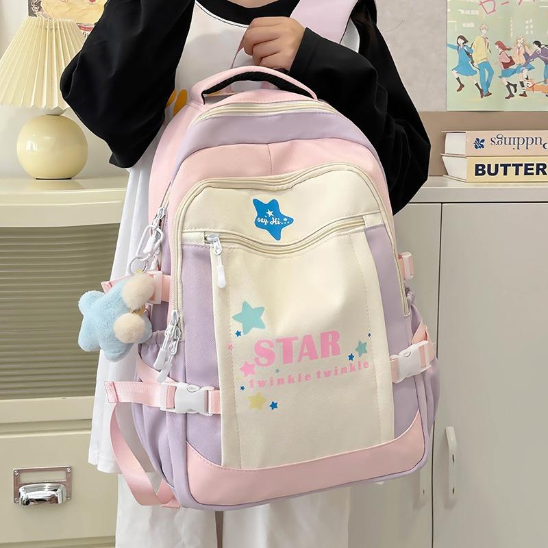 Fashion new primary school bag casual breathable color matching middle school students boys and girls backpack tide