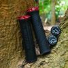 WFS World Map MTB Grips Single Clamp Ergonomic Mountain Bike Handlebar Grips Comfortable Vibration Damping for and Downhill Black with Red Lock-On –