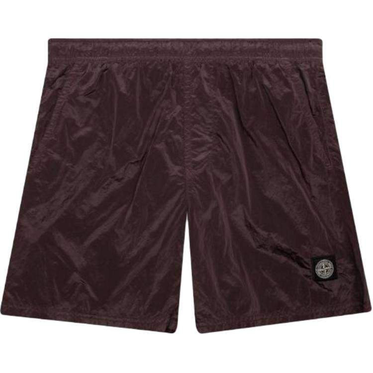 Stone Island Plain Elastic Waist Three-Quarter Casual Shorts Men shorts Brown 7415B0943-V0011 M
