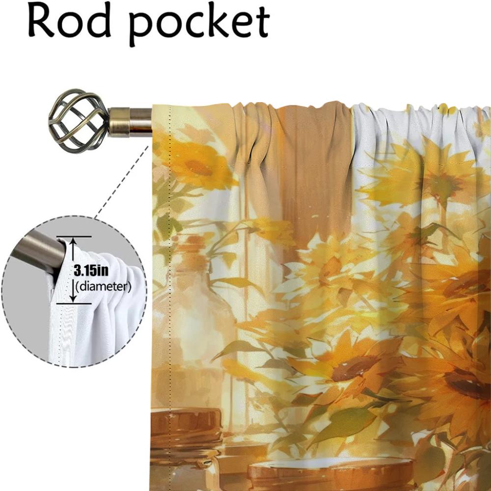 Sunflower Curtains Child Room Blackout Curtain for Room 2 Panel Halloween Decoration Tulle for Bedroom Shades Partition Living