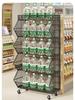 Multi-Layer Snack Display Rack with Wheels for Supermarket or Convenience Store