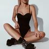 Women's Fashion Sexy Women's Bodysuit with Solid Color Camisole Outer Jumpsuit