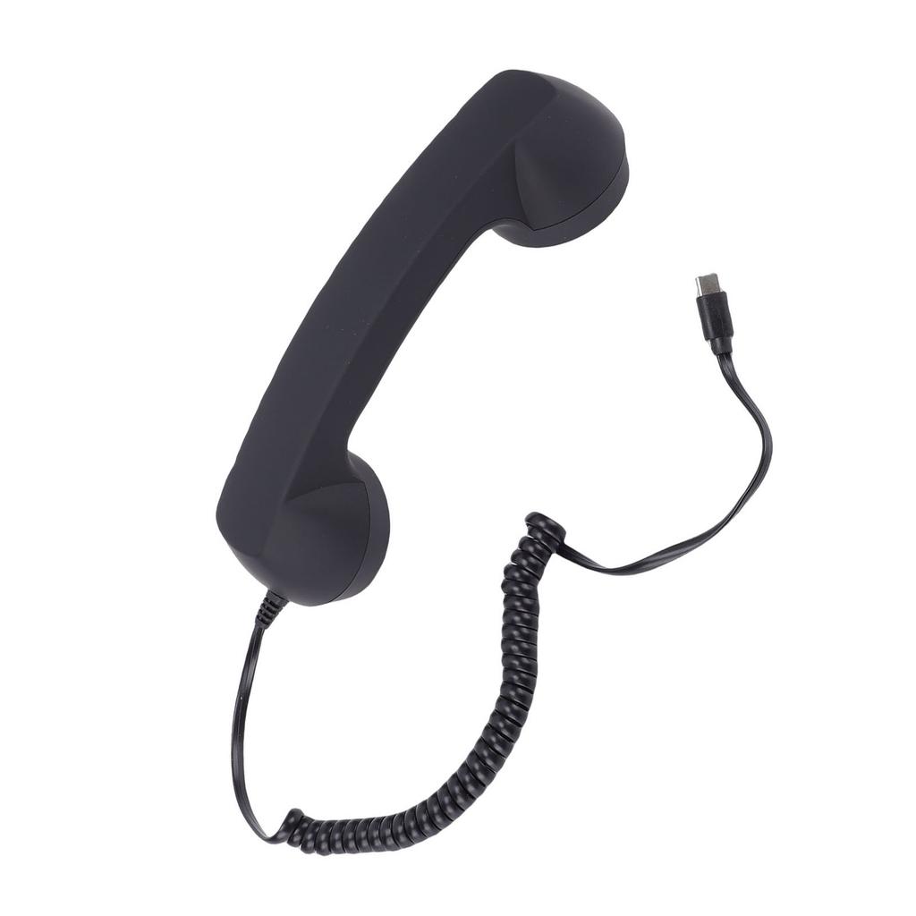 Retro Phone Handset with Volume Control Ergonomic Type C Wired Telephone Handset Receiver For Cellphone Video Call Conference