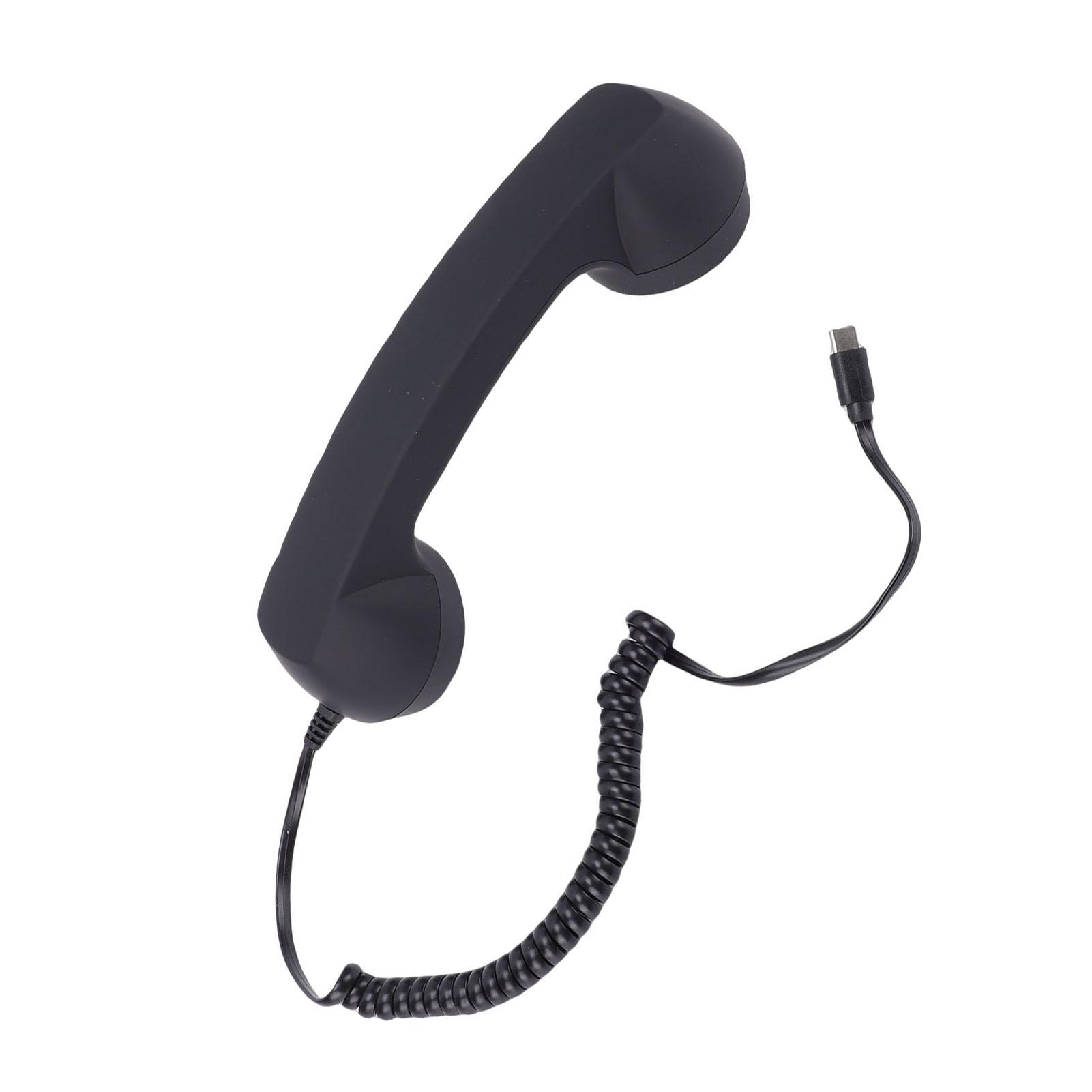 

Retro Phone Handset with Volume Control Ergonomic Type C Wired Telephone Handset Receiver For Cellphone Video Call Conference