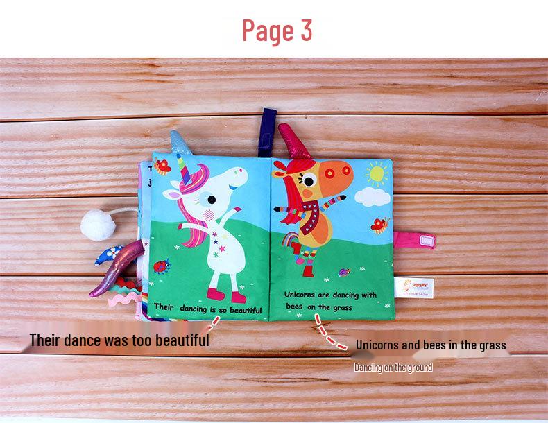 Multifunctional Tear-Proof Cloth Book: Educational Baby Rattle & Enlightenment Toy