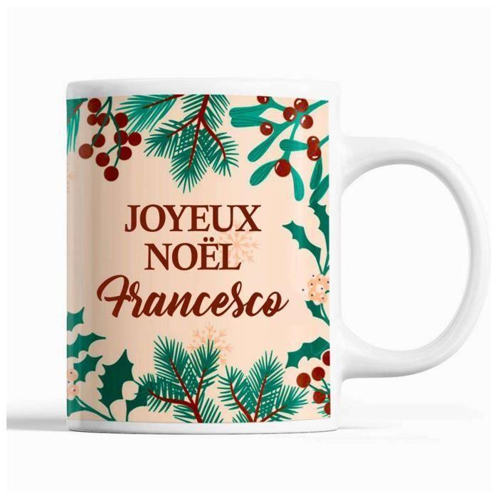Mug - Noël Francesco - Beige - Imprimé Recto/Verso - 325 ml - Cadeau Secret Santa