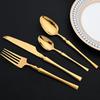 16Pcs Cutlery Set Stainless Steel Golden Dinnerware Western Silverware Set Mirror Flatware Western Dinning Kitchen Tableware