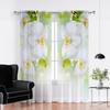 Phalaenopsis Floral Voile Curtain Living Dining Room Bedroom Kitchen Window Transparent Chiffon Flowers Tulle Curtains Light Filtering Polyester Decor