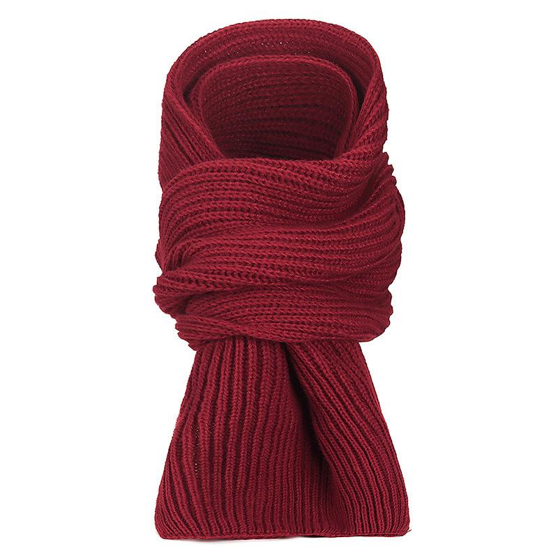 Winter New Solid Color Warm Scarf Couple Men's and Women's High-end Knitted Wool Scarf Small Scarf