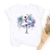 Watercolor Ballerina Print Shirt Bag Baller Dancer Outfit T-shirt Women Summer Clothes Tops Girls Short Sleeve Tee Female Shirts