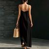 Women’s Sleeveless Maxi Dress with Adjustable Spaghetti Straps and Side Slit Relaxed Fit Long Sundress for Summer Beachwear