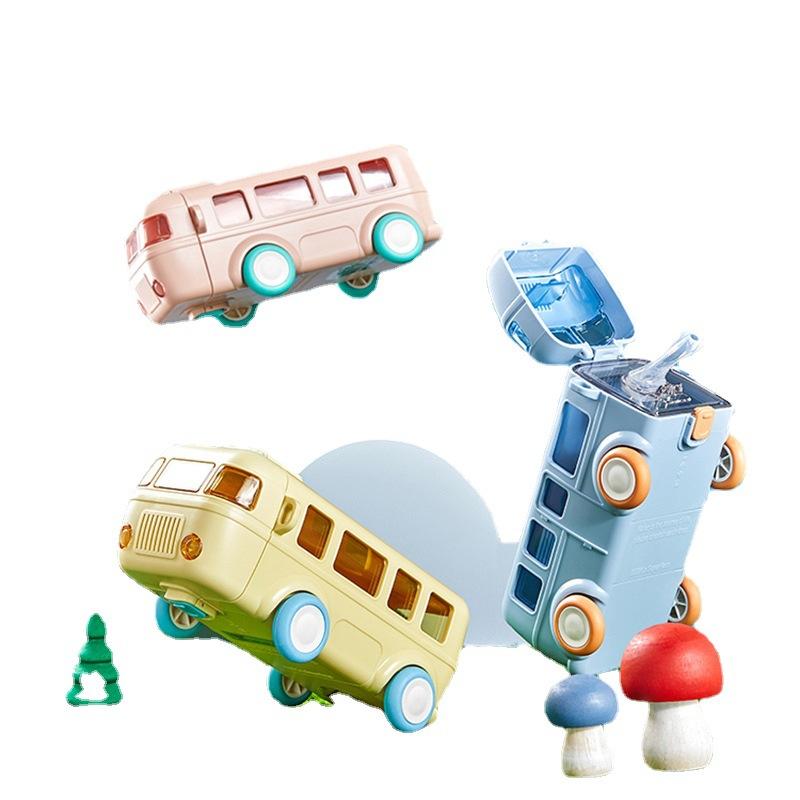 500ml Cartoon Babybus Bus Design Kids Baby Water Bottle Straw Cup Outdoor Travel