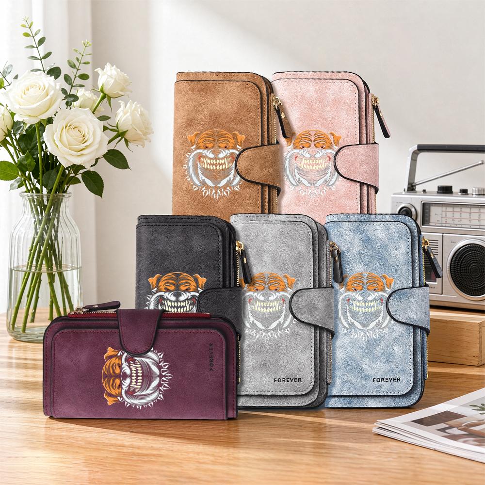 Fashion Cool Bulldog Pattern Long Wallet Casual Portable Multipurpose Card Holder Daily Use Purse