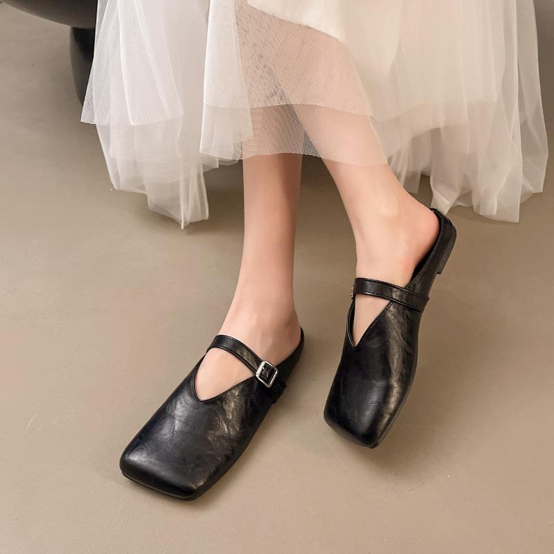 Fashion Famous Brand Spring Retro Single Shoes Comfortable Rubber Bottom Ladies Sandals Wider Toe Box Ballerina Slippers Style