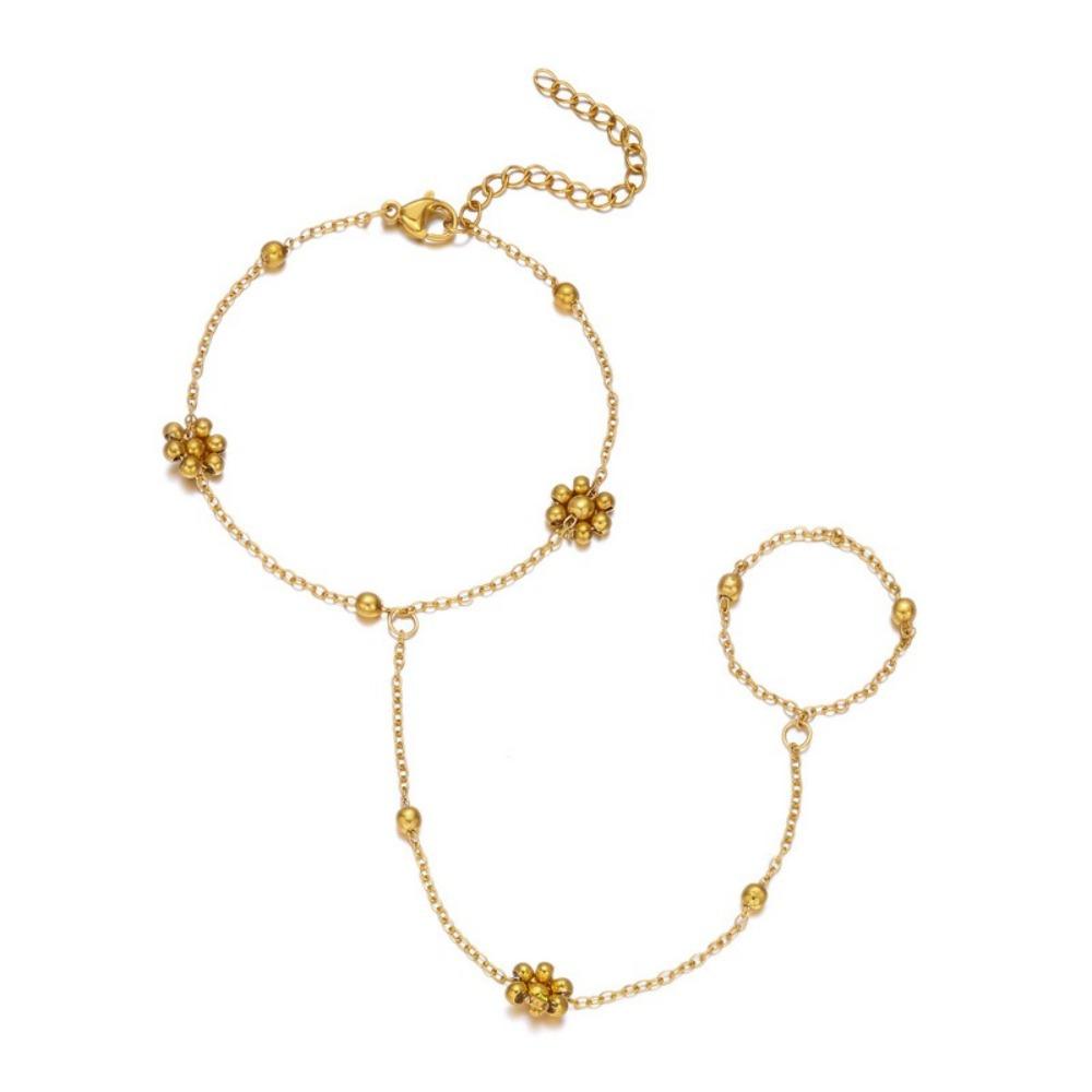Colorful Crystal Beads Hand Chain Bracelet Stainless Steel Link Chain Bracelet For Women