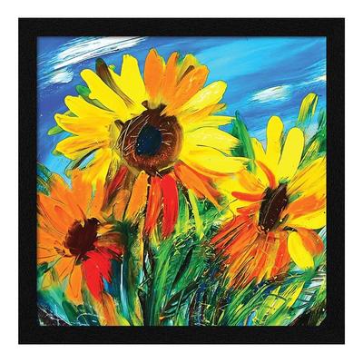 Kağıt Ayçiçeği Duvar Sanatı Resmi, Çok Renkli, Çiçekli, 13X13 inç, 1'li Set