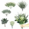 5Pcs Mixed Artificial Flowers Artificial Plant Silver Dollar Leaves DIY Bouquets  Wedding