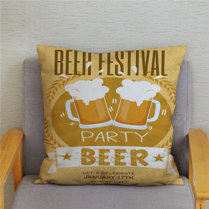 Vintage Beer Cushion Cover Peach Skin Pillowcase Fashion Home Decor Pillowcase Pillowcase