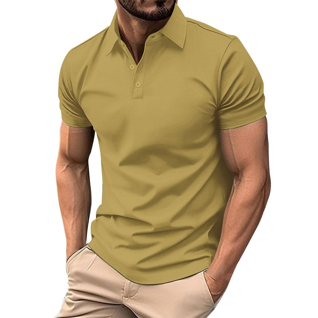 Men's Summer Solid Color Button Short Sleeve Tops Men's Casual Loose Fashion Tops