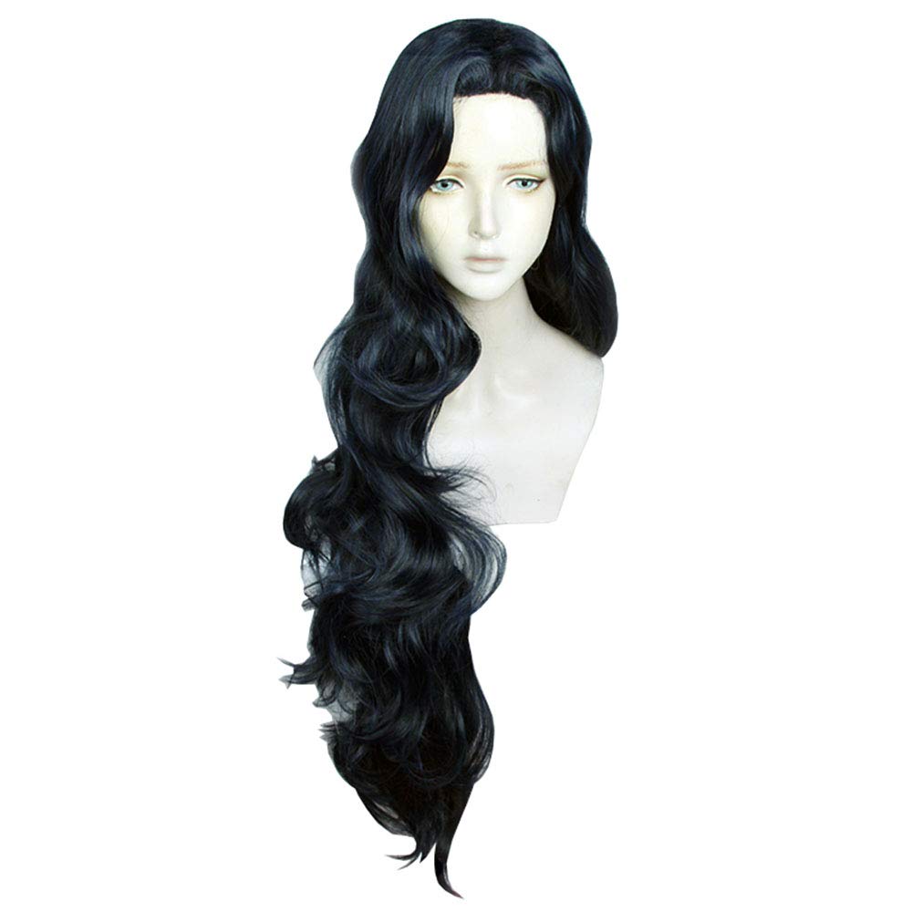 Cosplay Wig with Net, JoJo's Bizarre Adventure Yukako Yamagishi, Navy/Black, Heat-Resistant Wig