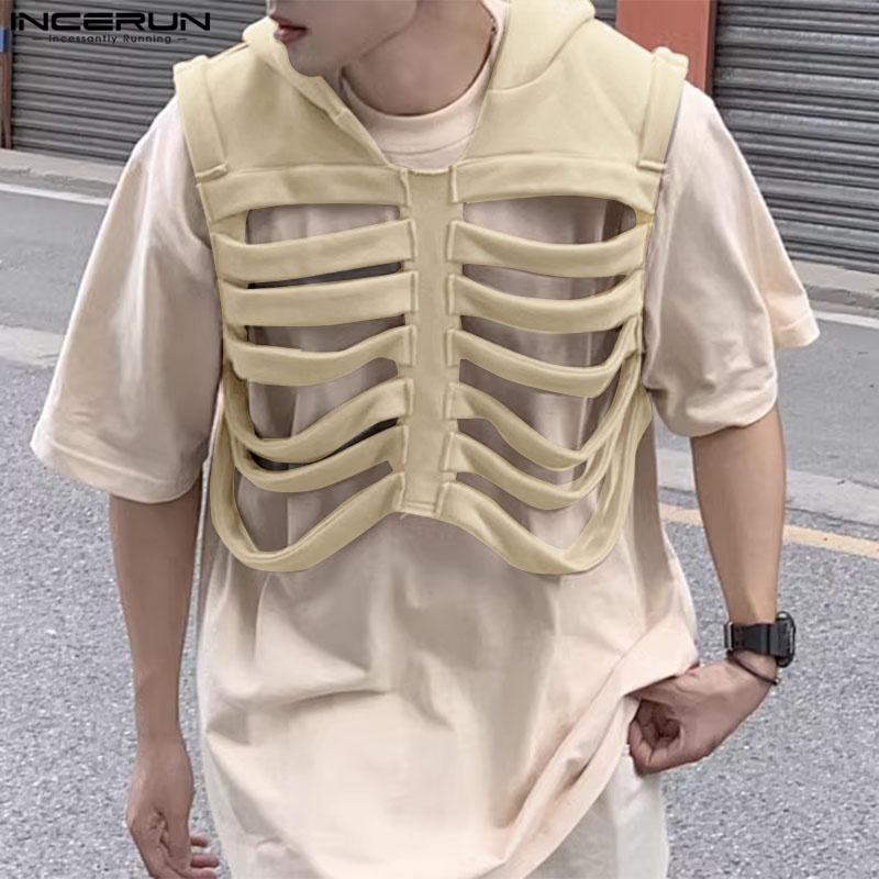 INCERUN Men Cool Style Sleeveless Hollow Out Cosplay Pullover Waistcoats