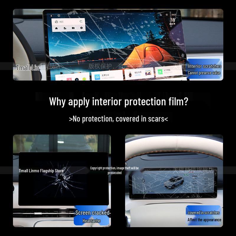 Zeekr 8X Protective Film Set: Rear Seat Air Conditioning, Center Console, & Navigation Screen