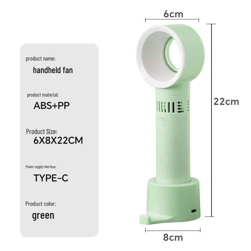 

Portable USB Bladeless Mini Fan: Rechargeable, Creative Korean Design, Handheld Cooling Solution 6*8*22 cm світло-зелений колір