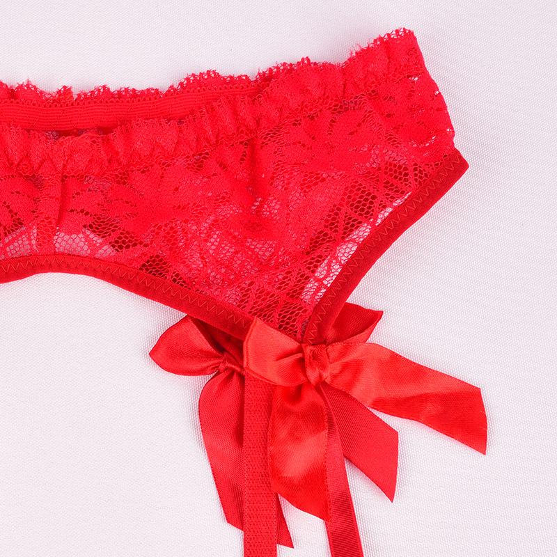 Ultra-Thin Transparent Lace Bow Garter Belt with Stocking Suspenders - Sexy Japanese Style Lingerie