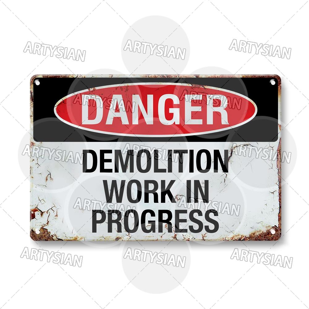 Workplace Warning Metal Sign PPE Plaque Restricted Area Safety Notice Workers Overhead Workplace Rules Construction Site Poster