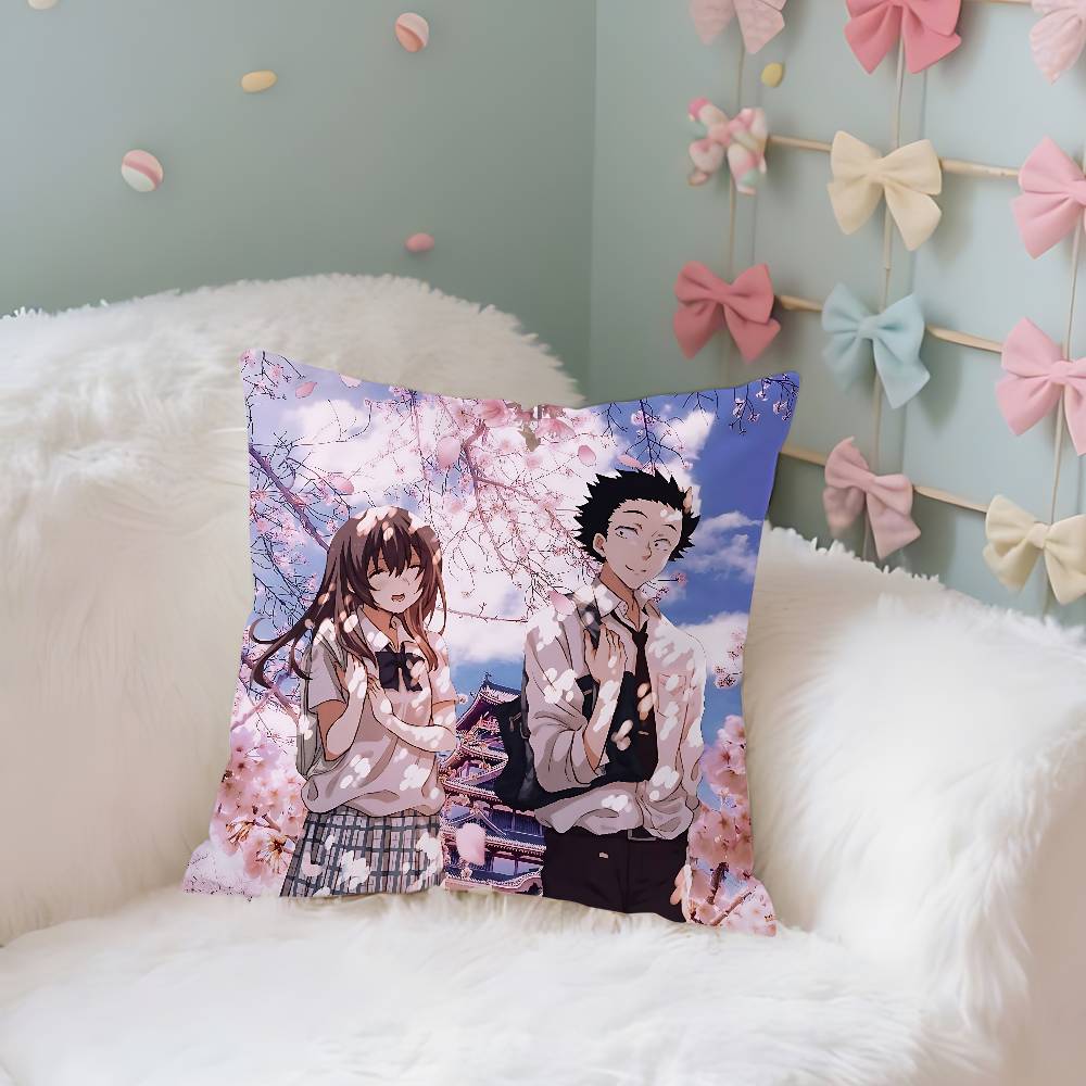 Anime A S-Silents-Voices Pillow Case Cushion Cover Soft Cute Throw Pillow Case For Car Sofa Pillowcase Polyester With Zipper