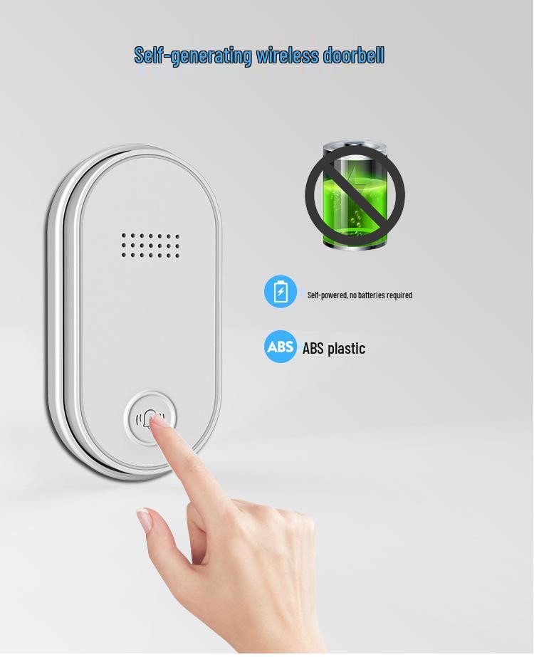 Smart Wireless Self-Powered Doorbell, Long-Range and Waterproof, Ideal for Homes and Elderly Assistance.
