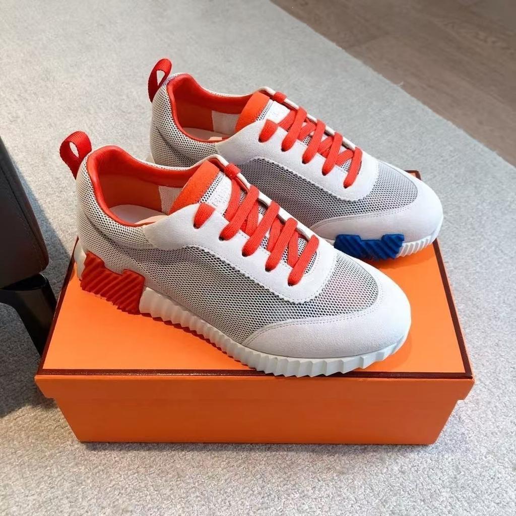 H Fashion Casual Sports Shoes Early Spring Leather Men's and Women's Flat Running Shoes