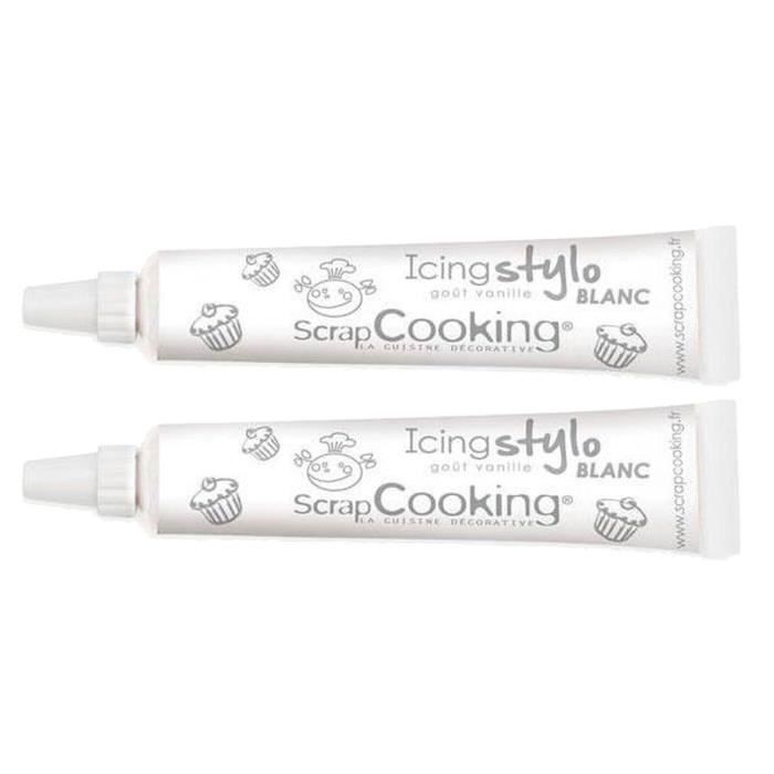 Stylo de glaçage - ScrapCooking - Vanille - 2 pièces - Couleur blanche - Personnalisation pâtisserie
