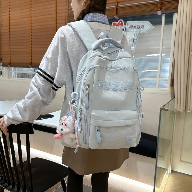 Fashion Korean version backpack large capacity letter trendy cool versatile casual backpack Harajuku junior high school college student schoolbag