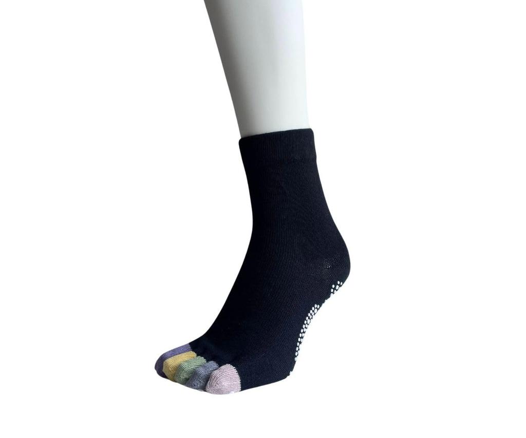 Yoga Loose Elastic Cotton Set Women's Five-Toe Socks, Sports, Non-Slip, Socks, Fit, Cuffs, Blend, 3-Pair (Colors Available)
