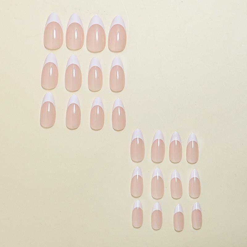 White French Wearing Nails Almond False Nails Simple Nail Art Tips