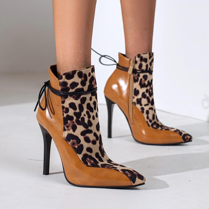 New Fashion Ankle Boots Women 2025 Sexy Pointed Toe Stilettos Plus Size 34-48 Fall Winter Bandage Zipper Thin High Heels Shoes