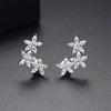 Huitan Aesthetic Flower Earrings for Women Paved Dazzling Cubic Zirconia Exquisite Ear Piercing Stud Accessories Fashion JewelryGood Product