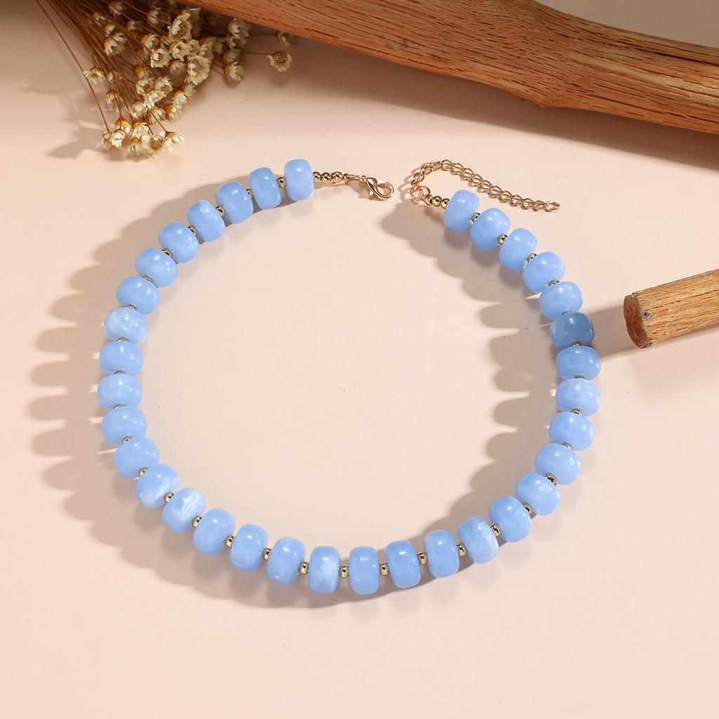 Colorful Round Beads Necklace Fashion Resin Geometric Beads Choker Necklaces for Women Bohemia Jewelry Trendy Summer Gifts